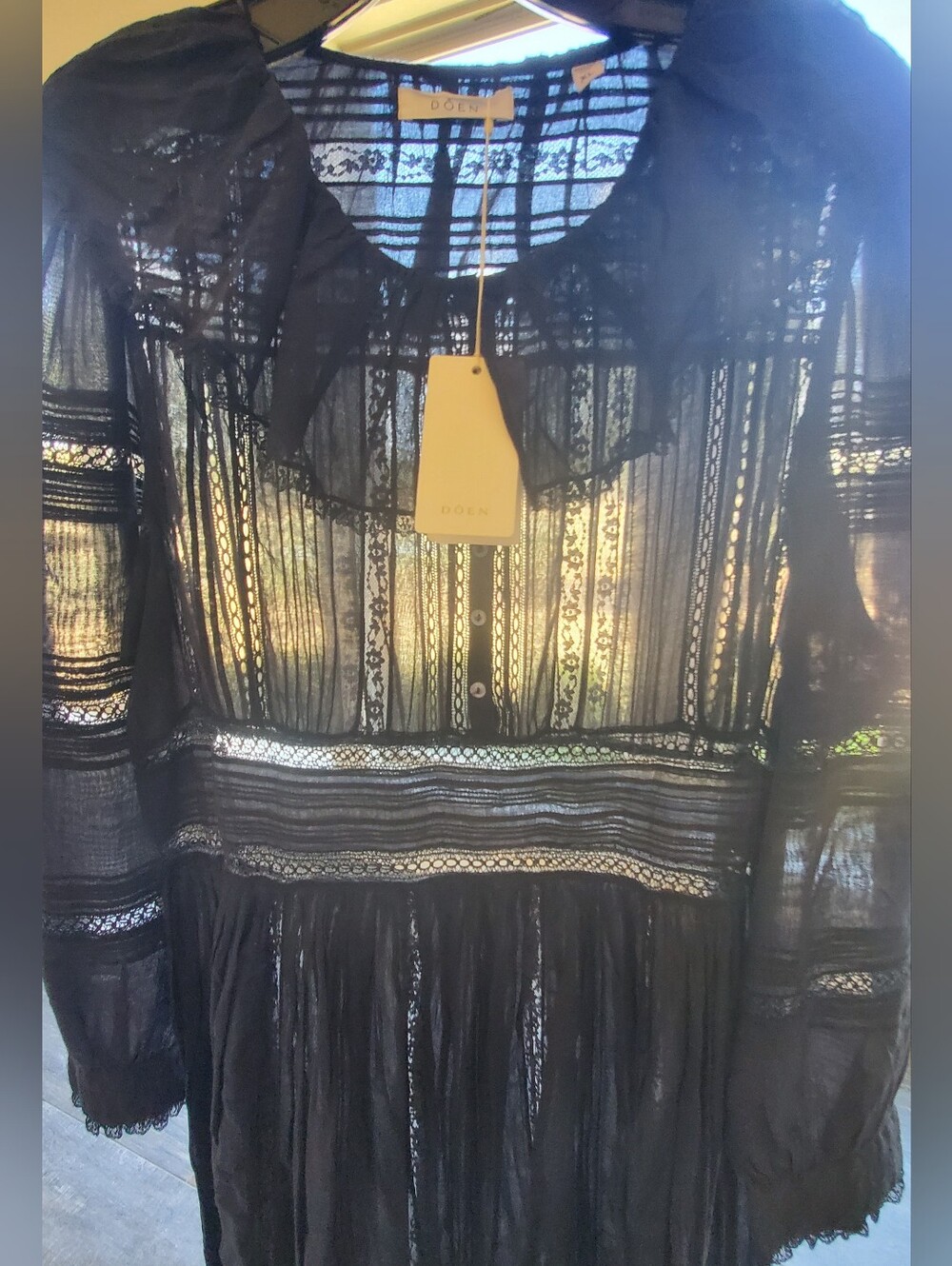 "DÔEN NWT Black Marla Dress Maxi Midi Heirloom Victorian Ruffle Size XL - Picture 6 of 16